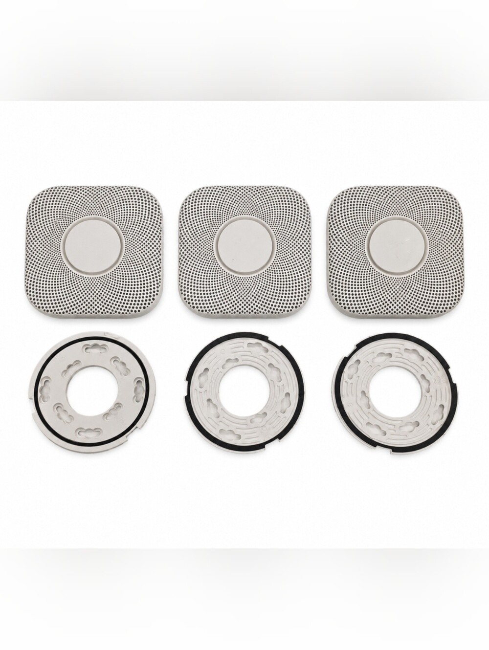3 Google Nest Protect Wired Smoke & CO Alarms with Mounting Plates